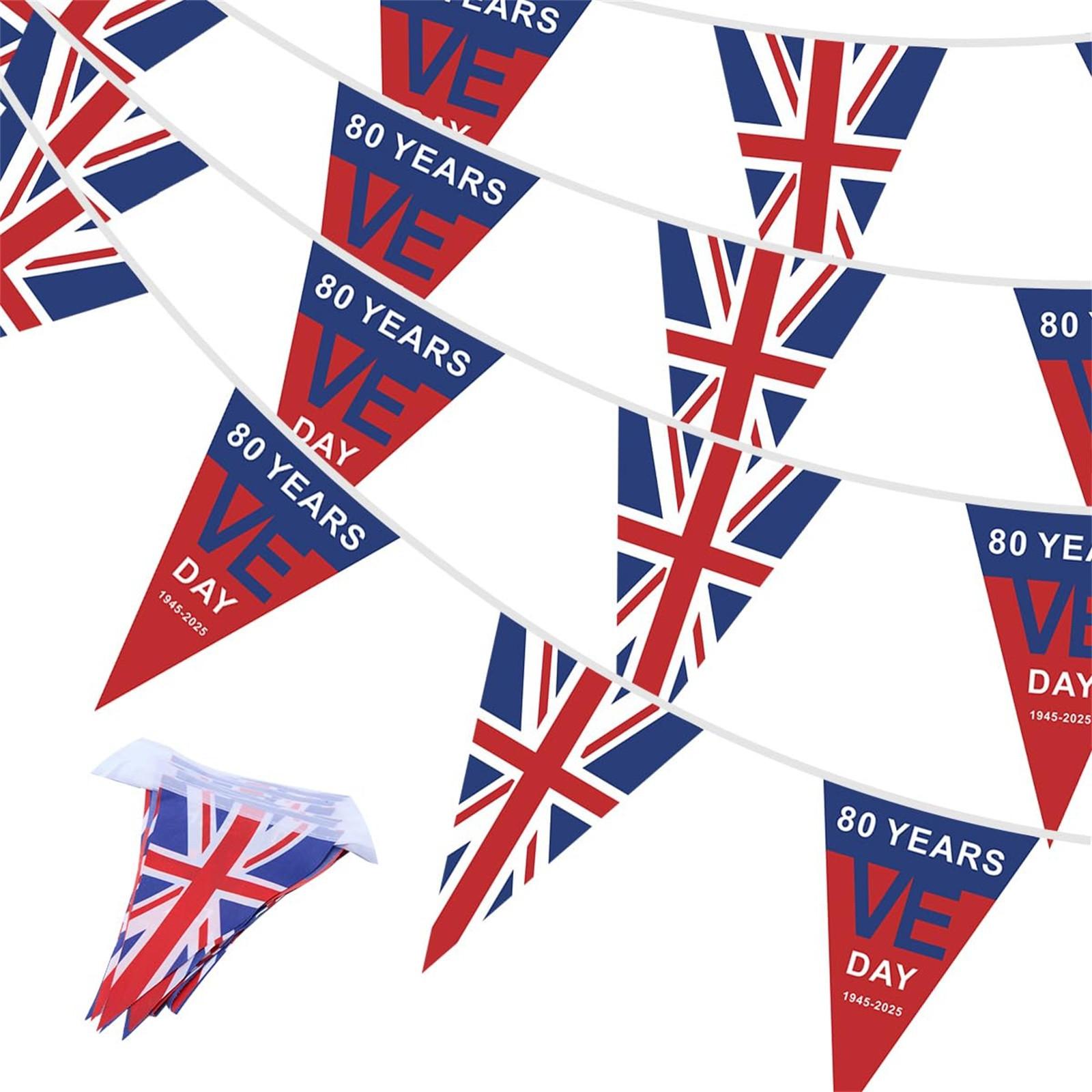 

Праздничные флажки-гирлянды в честь 80-летия Дня Победы, 12 шт., 2,5 м One Size