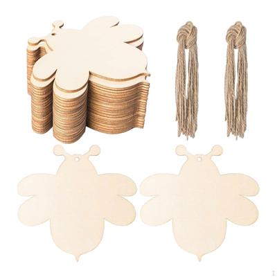 30Pcs Wooden Bee Shaped Cutouts DIY Craft Projects Toy Blank Ornaments Home Decor Unfinished Wood