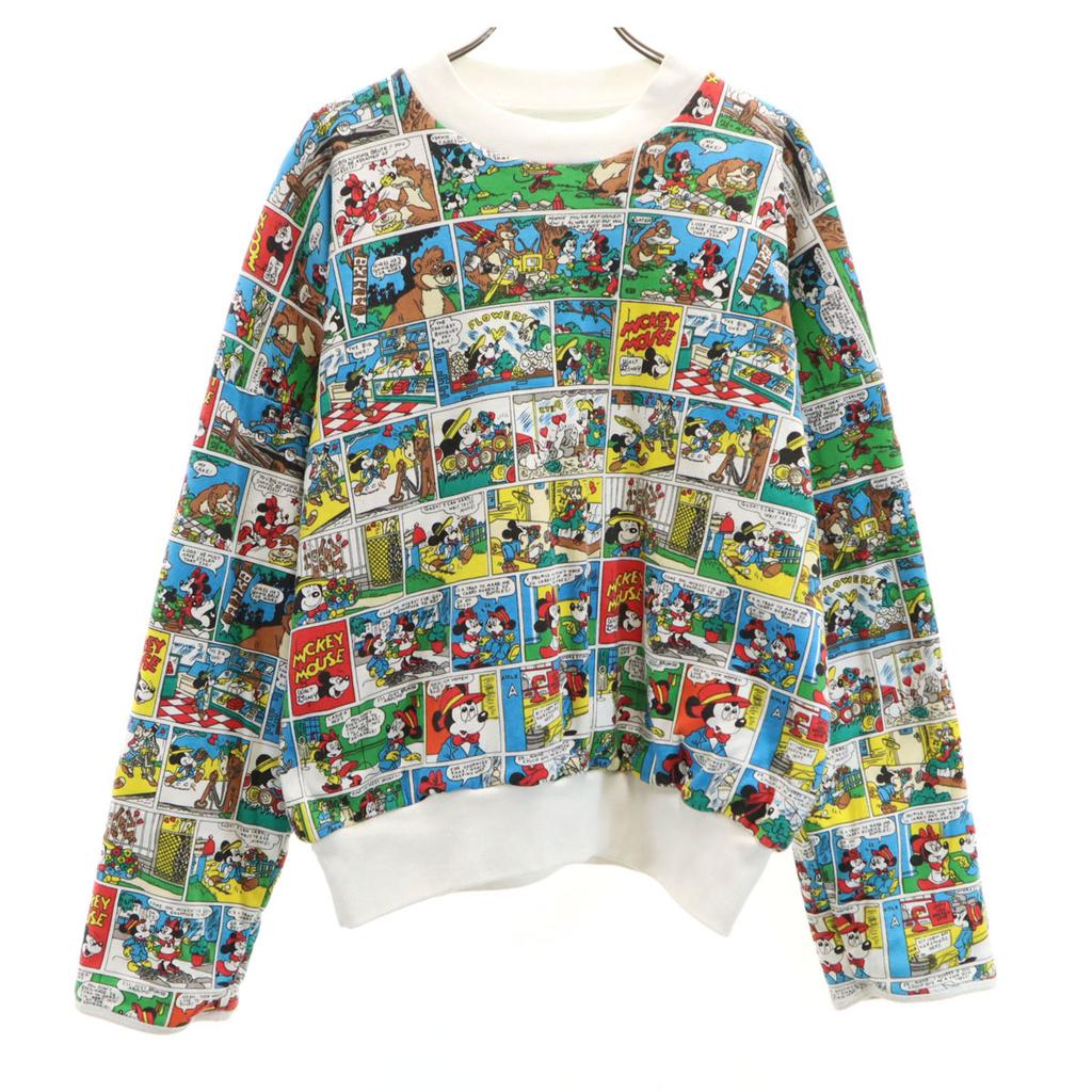 80s 90s Old Mickey Mouse Long Sleeve Reversible Trainer Cotton Filling Women Used