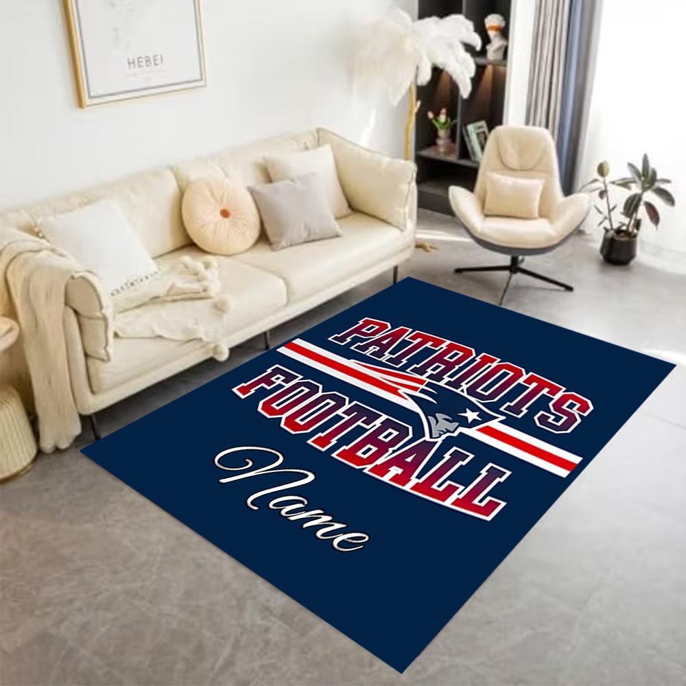 Patriots Football Customizable Name Floor Rug Office Rug Suitable for Dining Room Bedrooms Game Room Decorate Room Antislip Carpet Office Home Decor