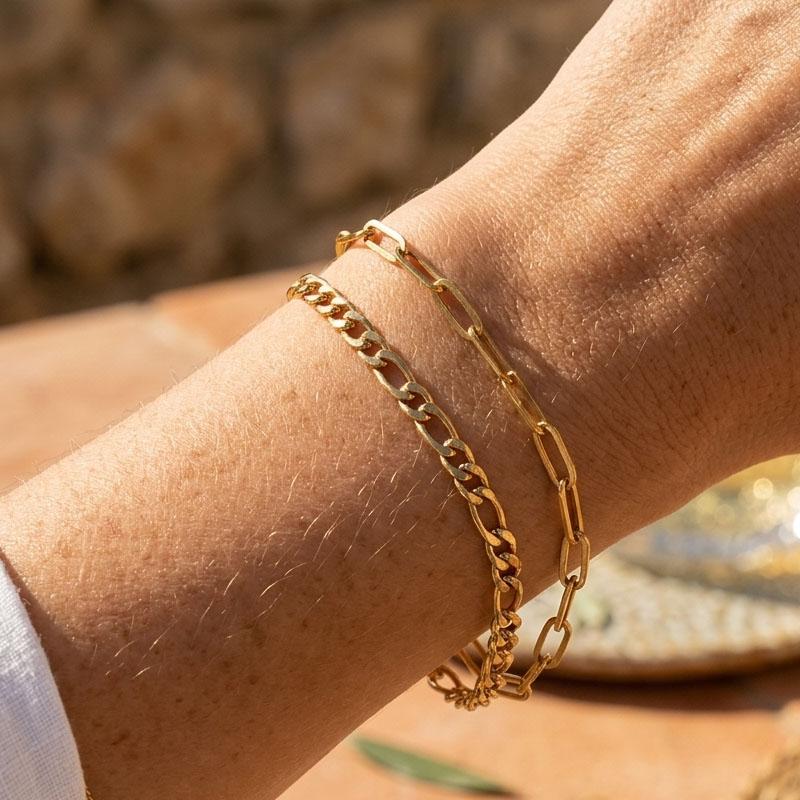 Minimalist Bracelet Women, Adjustable Layered Gold Plated Chain Bracelet Stainless Steel Tarnish Free Jewelry