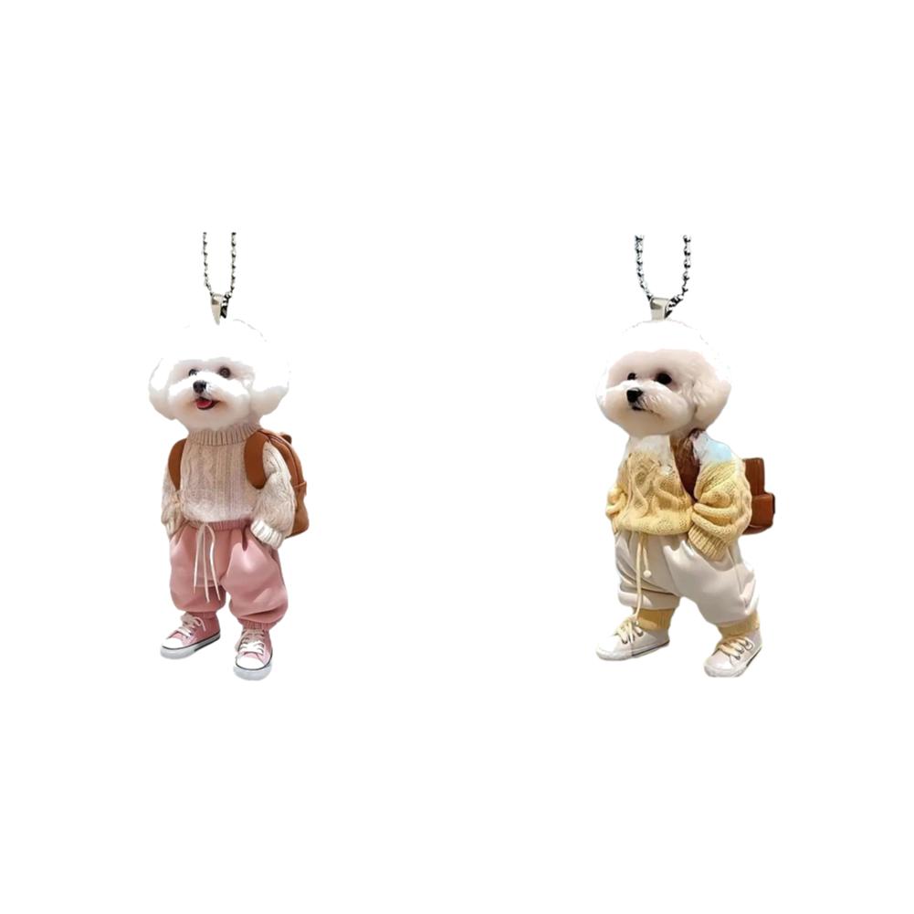 5-1PCS Acrylic 2D Creative Car Hanging Decor Realistic Animal Car Rearview Mirror Pendant Car Auto Interior Decoration