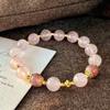 Retro High Quality Natural Pink (Dyed) Strawberry Crystal Bracelet Bracelet.