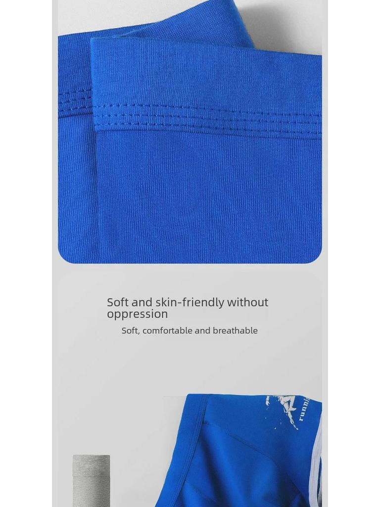 Men's Pure Cotton Printed Boxer Briefs - Breathable, Comfortable, Summer Thin Sports Underwear for Boys and Youth