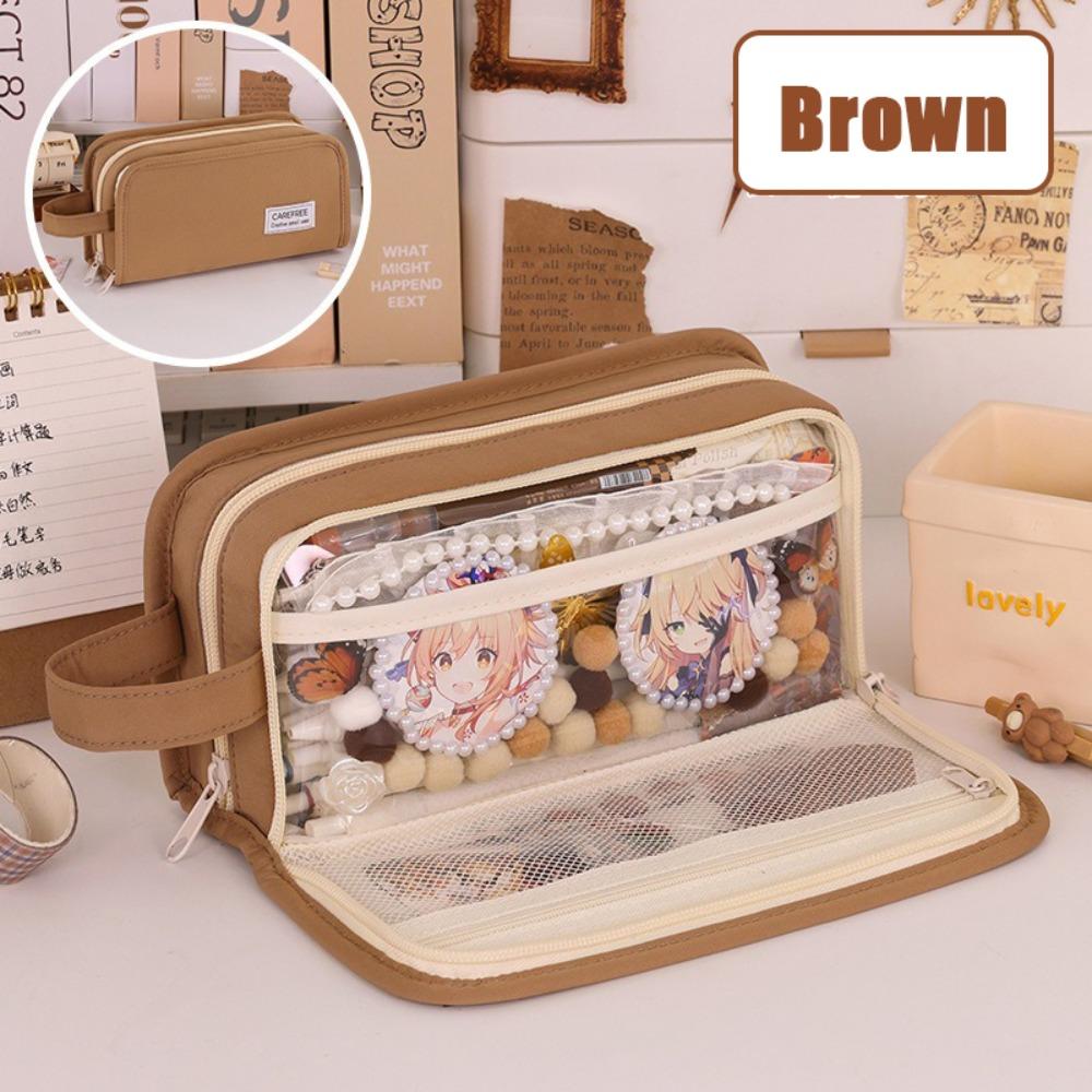 

Пенал великої ємності П ятишарова коробка для ручок Нова канцелярська сумка Шкільний офіс коричневий