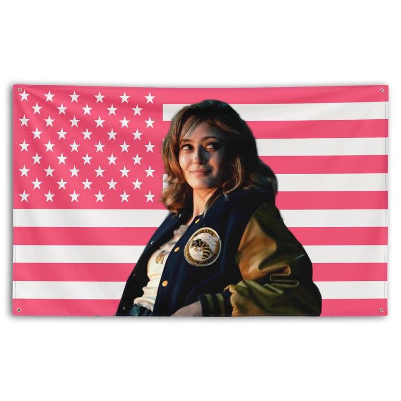 

Pink American flag tapestry 75x100 чорний