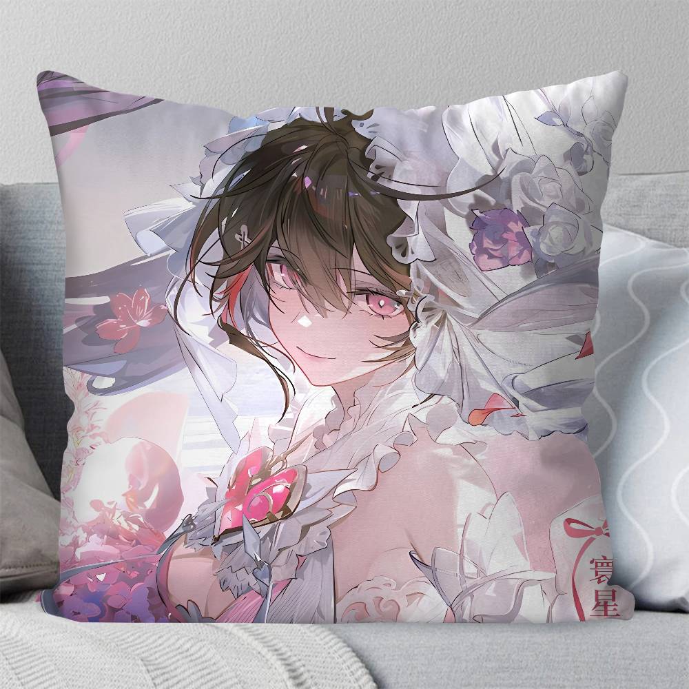 Lucia Pyroath Anime Game PPunishing Gray Raven Pillow Case Fashion Square Pillowcase Bedroom Sofa Room Ins Decoration Leisure