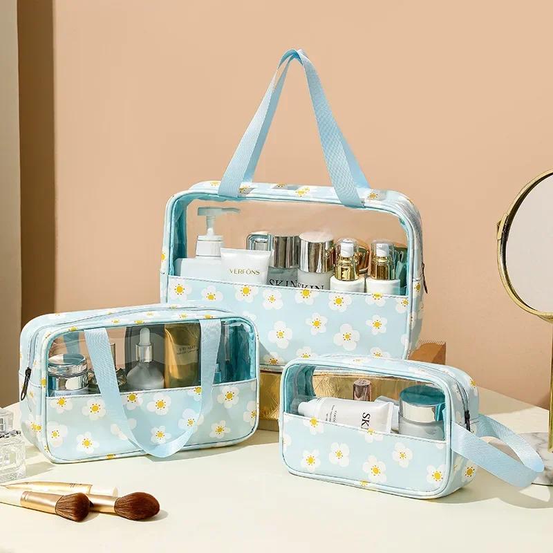 Women's Makeup Bag Waterproof Transparent Pouch Large Capacity Bath Bag Travel Essential Cosmetics Organizer Toilet Storage Bag