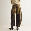 Women Jeans Denim Loose Straight Wide Leg Mid Waist Gradient Color Hip Hop Retro Ankle Length Pockets Soft Breathable Lady Long Pants Trousers