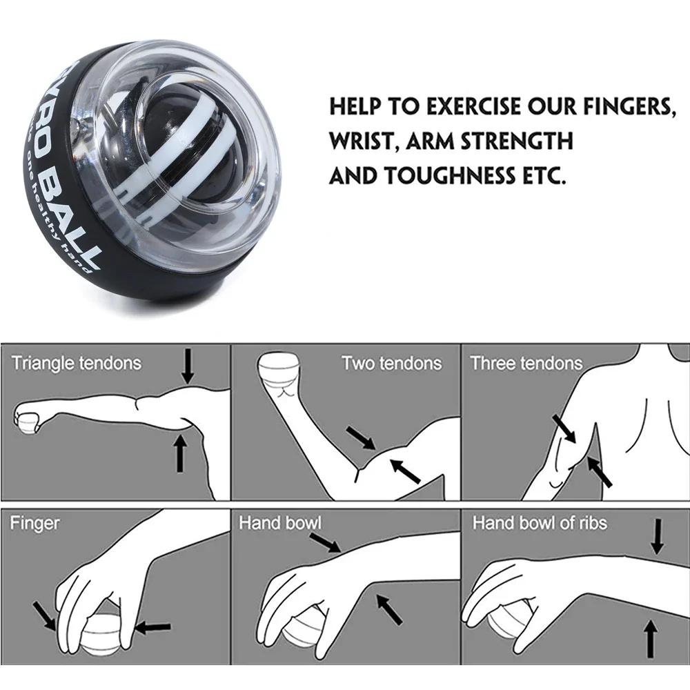 1PCS Auto-Start Gyro Ball Wrist And Forearm Exerciser Hand Arm Finger Grip Strengthener for Muscle Training Fitness Tool