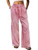 European Plaid Women's Wide-Leg Elastic High-Waist Pajama Pants with Drawstring