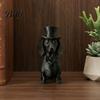 Palm-sized Sculpture 3D Printed Dachshund Statue with Top Hat, Vintage Gentleman Dog Space-saving Ornament Figurine, Cute Desk Decor for Home Office,