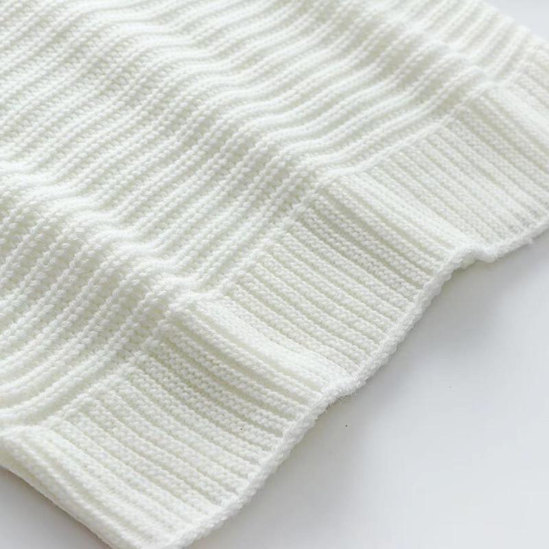 IHUASU Podzimní a zimní rukáv Volný Jednobarevný Svetr s dlouhým rukávem Dámský svetr s výstřihem do V