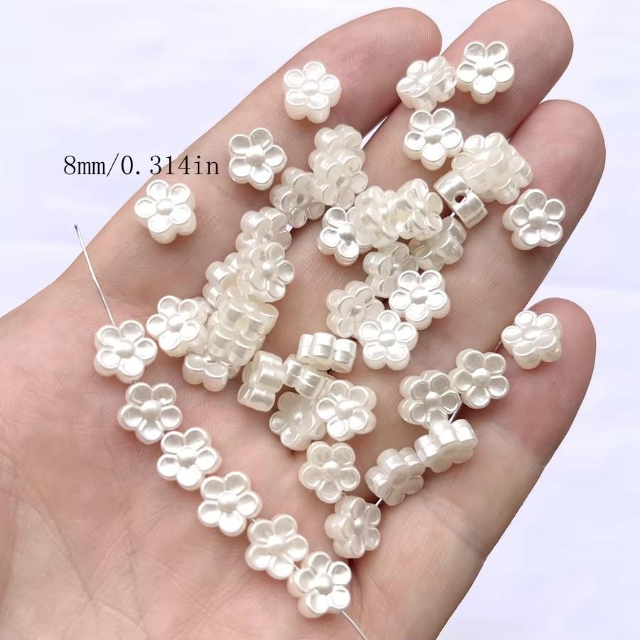 

60 шт. 8 мм ASB белые трехмерные цветочные бусины для самостоятельного изготовления украшений, брошей, сережек, аксессуаров для цветочных бусин белый