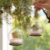 Lighted Christmas Tabletop Decor Glass Ball Ornament, LED Winter Snow Scene Wonderland Props Hanging Bauble with Reindeer Cabin for Tree Decorations