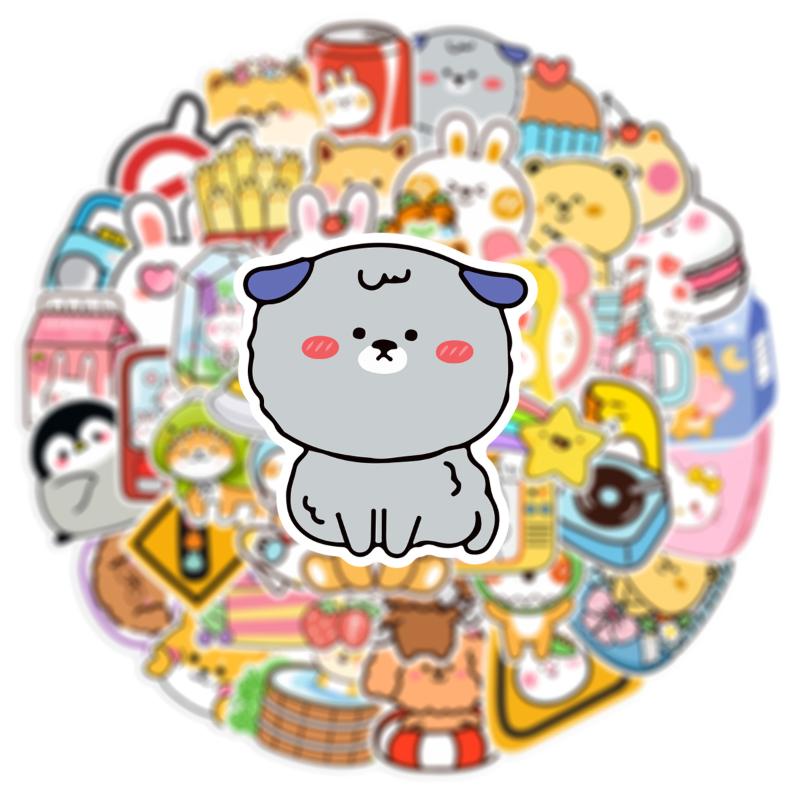 50Pcs Cute Shiba Inu Rabbit Stickers Kawaii Animal Vinyl Decals Waterproof For Laptop Water Bottle Phone Case