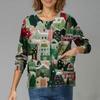 Women's Casual Long-Sleeved Single-Breasted Christmas-Themed Print  Cardigan