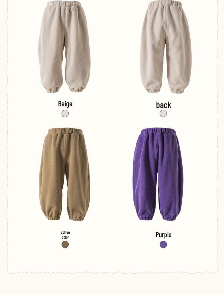 2025 Vinter Barn Fleecefodrade Uppvikta Vardagsbyxor