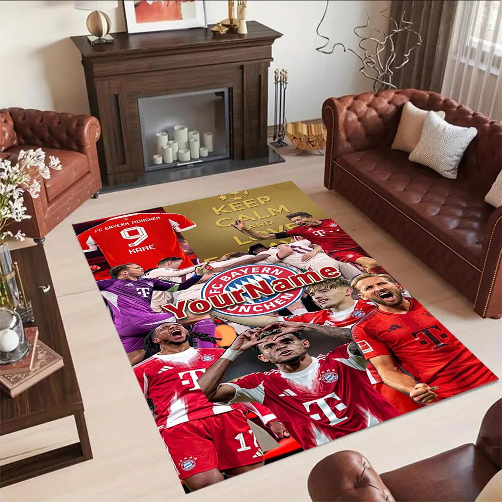 Bayern Munich Customize Your Name Area Rug Perfect for Game Room Study room Foyer Bedrooms Antislip Carpet Anime Office Decor Wedding Party Gift