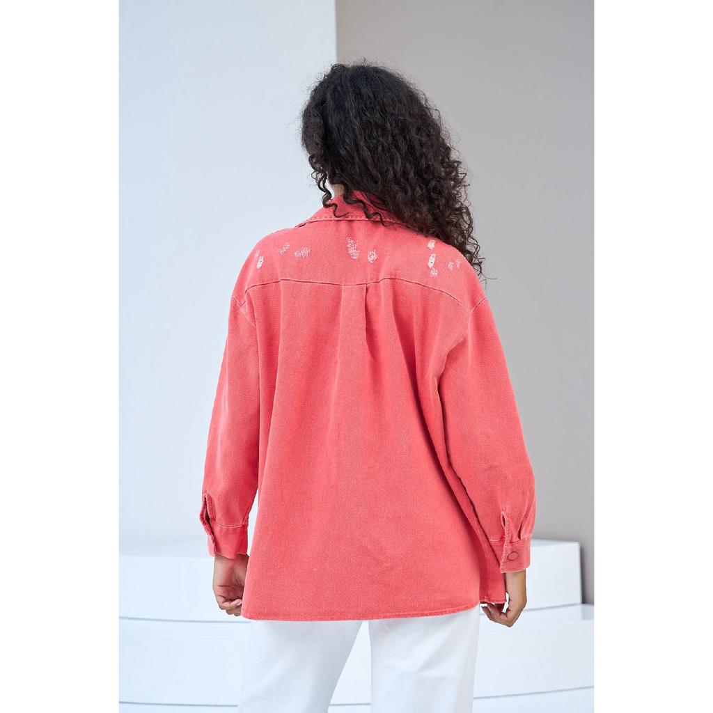 Women Colorful Denim Shirt