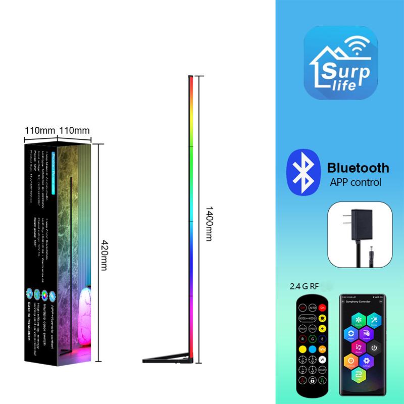 NEWSTYLE Smart RGBIC Corner Floor Lamp with Million DIY Colors and BT APP Control Music Sync Gaming Ambient Lamp for Party Decor