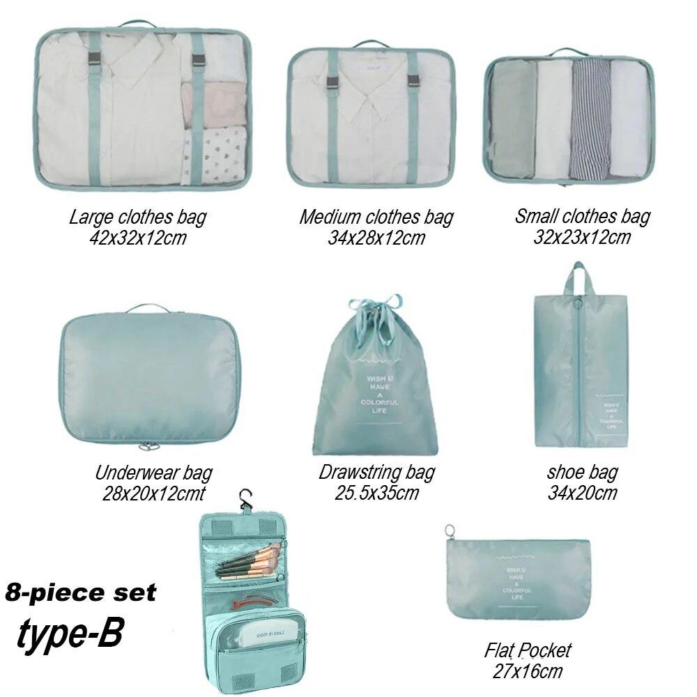Travel Clothes Storage Bag for Woman Man Portable Packing Cubes Suitcases Organizer Set