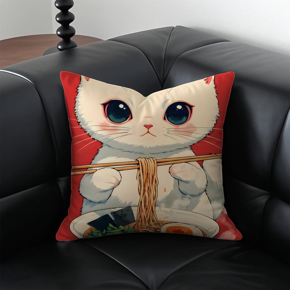RRamen Animal Pillow Anime Art Cushion Cushion Cover Pillow Case Antidustmite Invisible zipper silky plush cushion