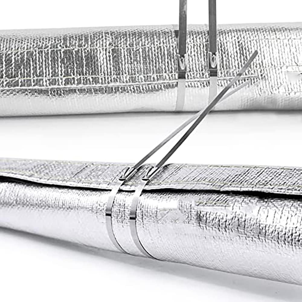 Aluminized Heat Shroud Sleeving Heat Shield Fuel line Wire Protection Silver Hose Heat wrap with 10 Pcs Metal Zip Ties (Silver 3/4''I.D. x 3FT)