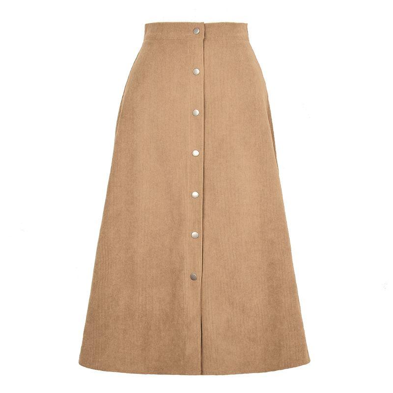 Solid Color High Waisted Buckle Skirt for Women Pure Color High Waist