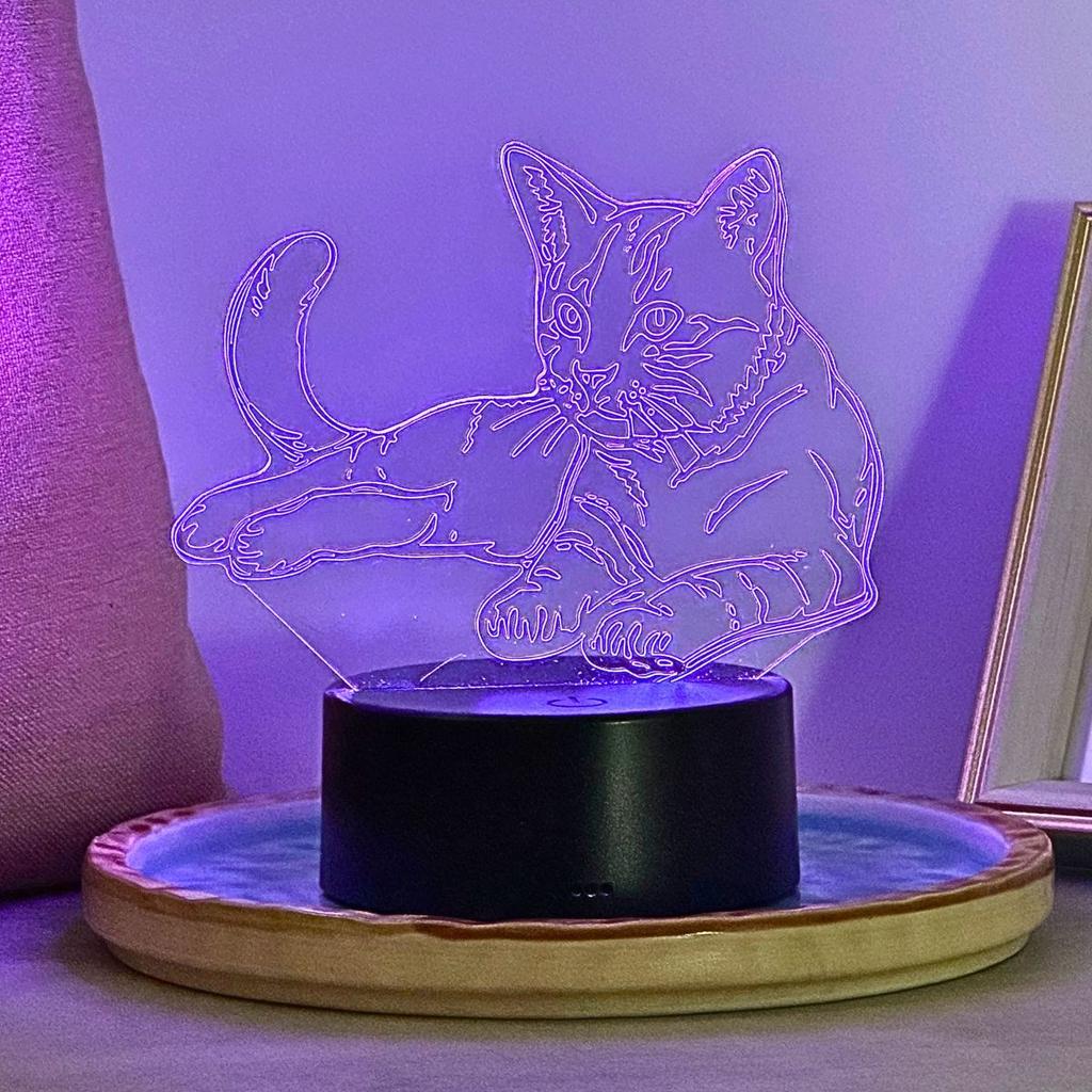 3D Cute Cat Night Light, 7-color RGB Ambient Light, USB Power Supply, Bedroom Desktop Party Decoration Light, Gift Light.