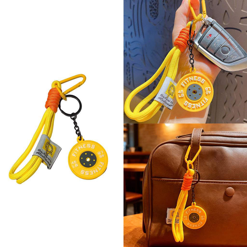 Fun Cartoon Barbell Keychain Fitness Gift Enhances Workout Motivation Portable Bag Pendant Keyring for Daily Carry