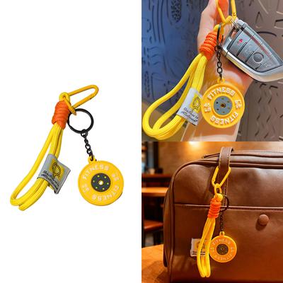 Fun Cartoon Barbell Keychain Fitness Gift Enhances Workout Motivation Portable Bag Pendant Keyring for Daily Carry
