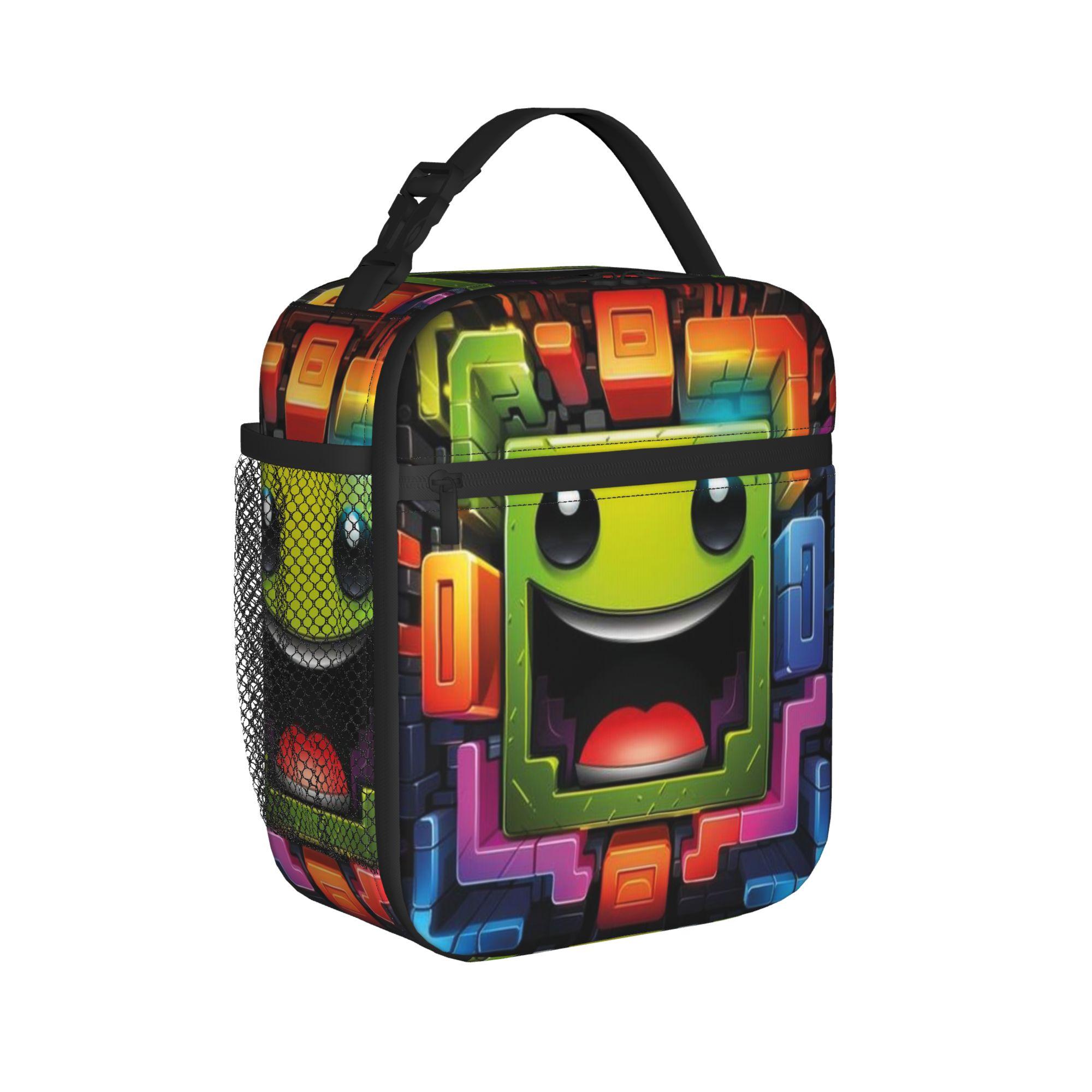 Geïsoleerde Lunchtas Geometrisch Kubus spel Accessoires Lunchcontainer Casual Thermische Koeler Lunchbox Voor Werk Option 1
