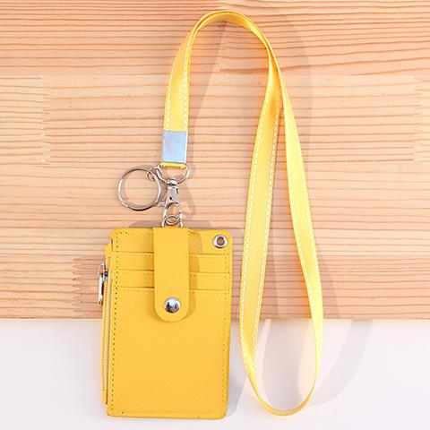 Portable Leather Business ID Card Credit Card Badge Holder Coin Purse Wallet Keychain