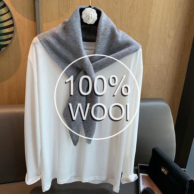 Korea Gestrickter Schal Damen Wolle Winter Warme Schals Einfarbige Dreiecksform Verdickter Schal Weicher Pashmina Hals