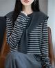 2025 Early Autumn Loose Striped Long Sleeve Wool Knitwear: Stylish Versatile Shawl