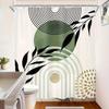 1pc 2D Flat Green And Golden Leaf Shower Curtain, Polyester Digital Printed Shower Curtain, No Drilling Bathroom Divider, Ideal