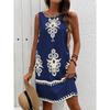 Abito estivo casual senza maniche stampato da donna, outfit da vacanza e da spiaggia, abiti bohémien, abbigliamento estivo Y2k da donna