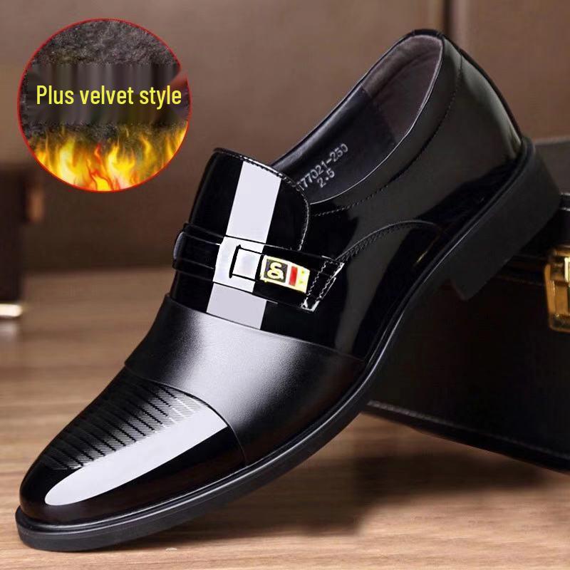 

Men s Winter Formal Leather Slip-On Shoes, Plus Velvet, Large Size, Casual Versatile for Business and Weddings. 38