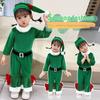 Red Santa Claus Children Christmas Clothes Cosplay with Top Pants Hat Performance Costume Set Elf Outfits Soft Plush