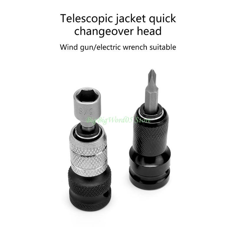 24TE 2Pcs Quick Release Screwdriver Wrench Conversion Square Drives to 1/4"
