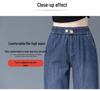Women's Summer 2026 Wide-Leg Elastic Waist Loose Denim Pants - Slimming, Drape, Versatile, Casual Straight-Leg Style