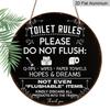 2D Flat, 1pc 7.87*7.87 Inch Round French Aluminum Sign, Vintage Decorative Plaque About "Bathroom Rules", "Do Not Flush" Decorative Sign, Suitable