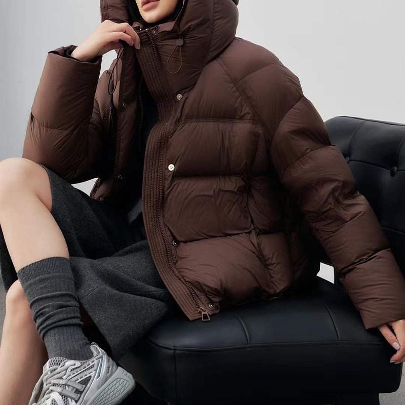 Womens Short Down Jacket Winter Warm Hooded Parka 90% Duck Fill Loose Fit Plus Size