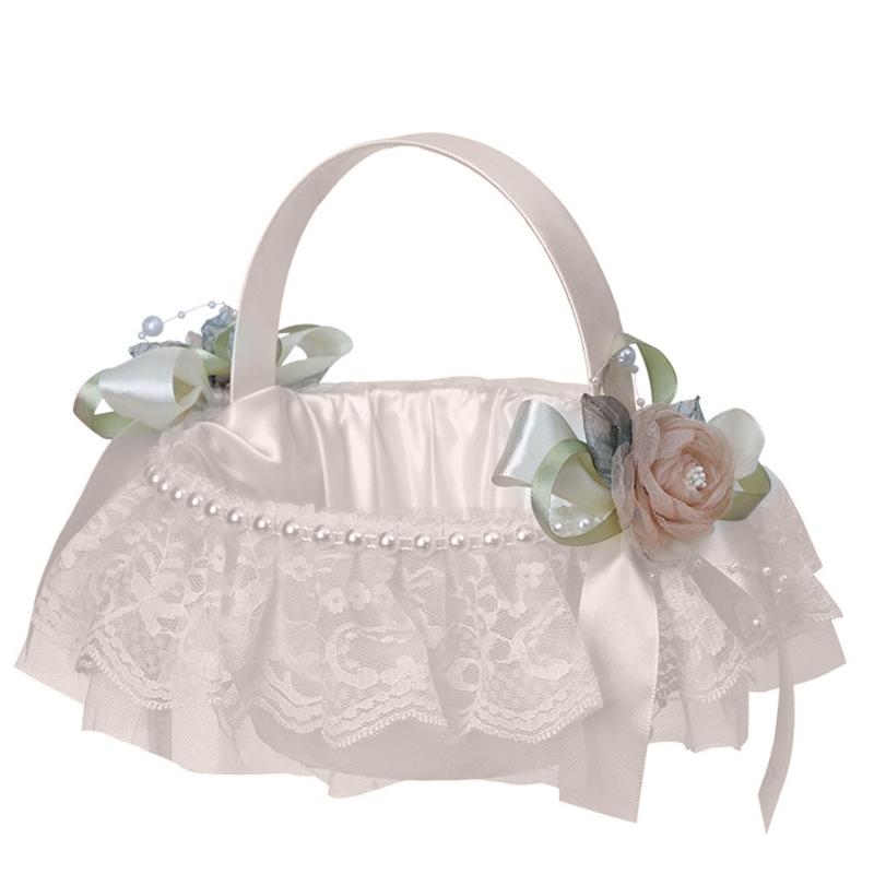 Свадебная корзинка для цветов Кружевные цветы Элегантный внешний вид Многоцветная Свадебная корзинка для цветов Как у инфлюенсера 1