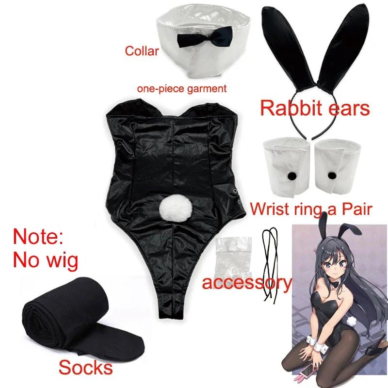 Konijnenmeisje Sakurajima Mai Cosplay Kostuum voor Meisjes Halloween Grappig Kostuum Zwarte Kousen Hoge Hakken lenceria sensual mujer L