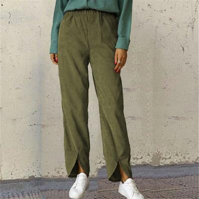 Fashoin Casual Gerade Breite Bein Hosen Frauen Mode Cord Baggy Hosen Frau Solide Vintage Hohe Taille Hose Pantalon 24077