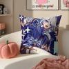 Game Genshin Furina Cushion Cover Pillowcase Short Plush Invisible Zipper Room Sofa Cushion Cover