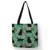 Cute Cartoon Floral Cat Print Women Shopping Bag Linen Fabric Shoulder Bag Eco Storage Handbag Reusable Foldable Grocery Totes