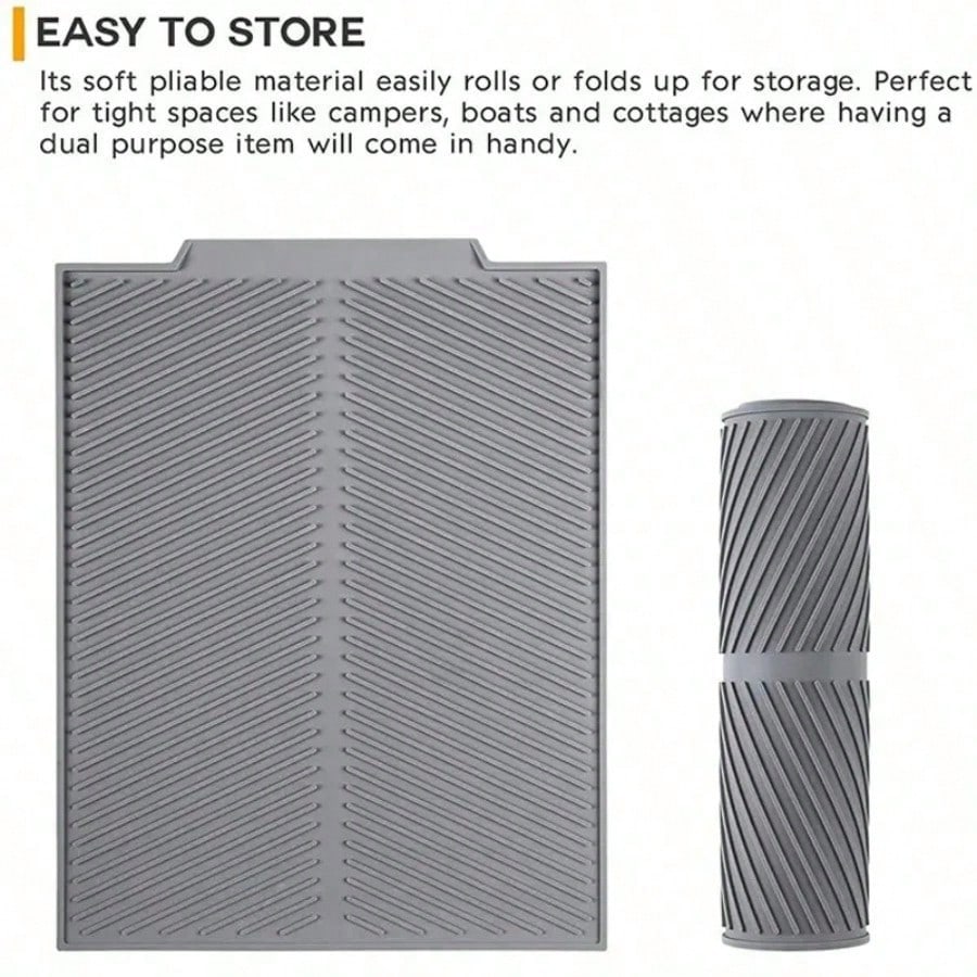 Draining Board Mat Dish Drying Pad Folding Heat Resistant Rectangle Eco-Friendly Drainer for Kitchen Pot Cup